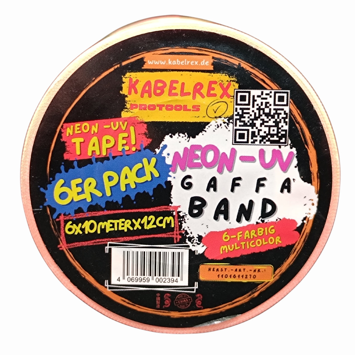 Neon Gaffer Tape 6er-Pack – 1,2 cm x 10 m je Rolle Multicolor für kreative Einsätze!