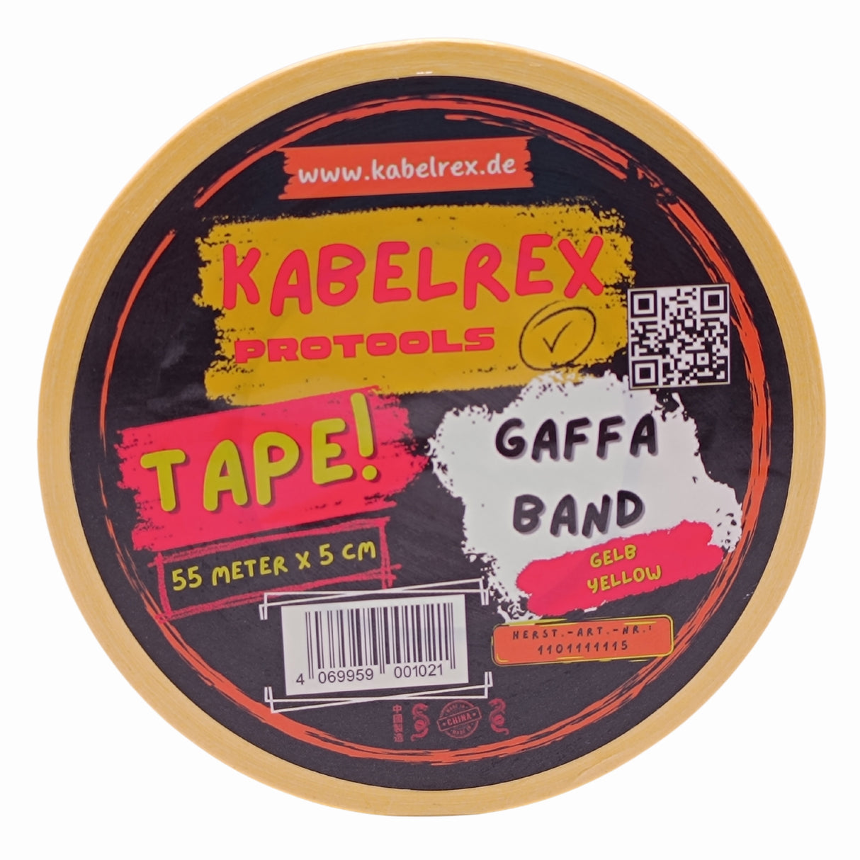 Gaffer Tape Gelb – 5 cm x 55 m Extra Stark & 10% Mehr Länge!