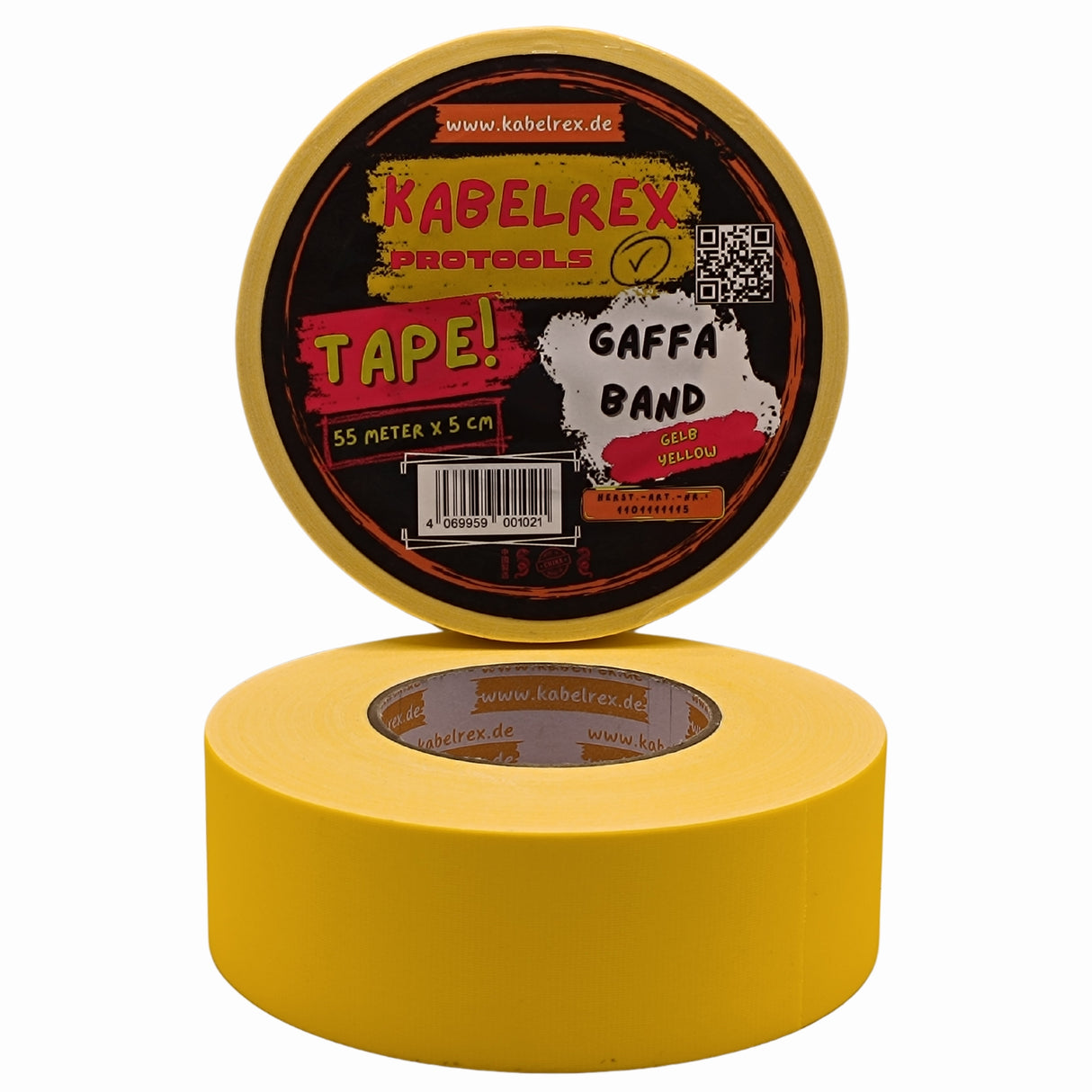 Gaffer Tape Gelb – 5 cm x 55 m Extra Stark & 10% Mehr Länge!