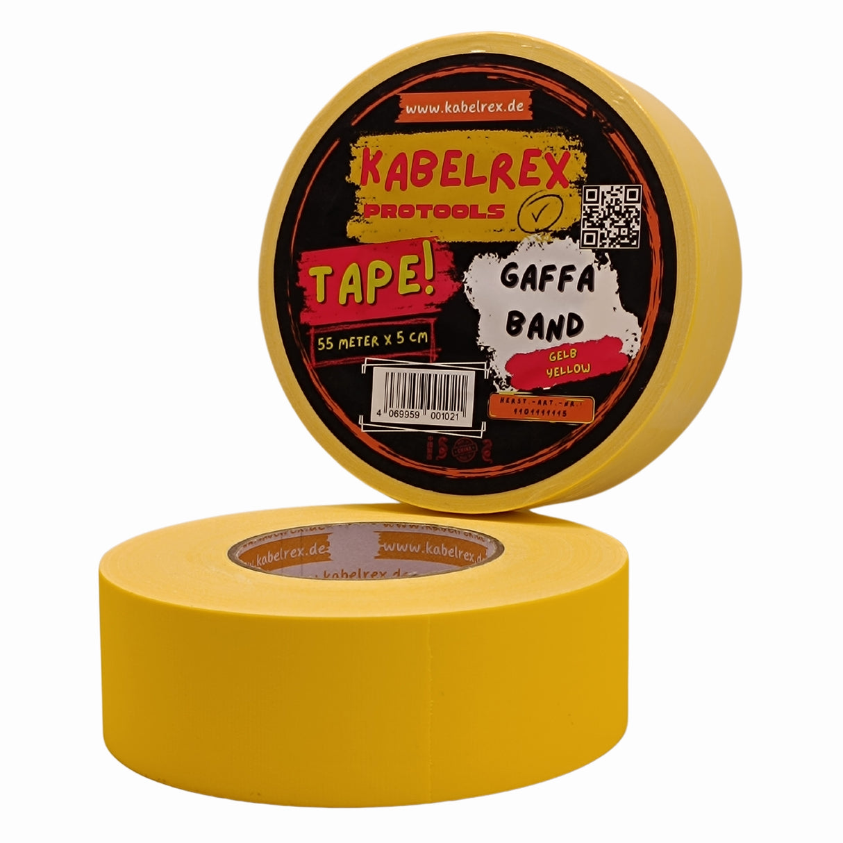 Gaffer Tape Gelb – 5 cm x 55 m Extra Stark & 10% Mehr Länge!