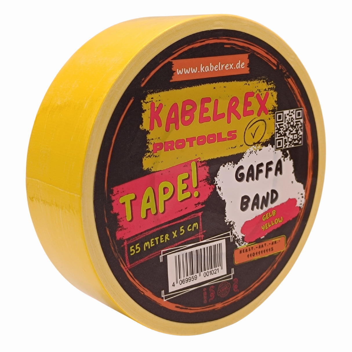 Gaffer Tape Gelb – 5 cm x 55 m Extra Stark & 10% Mehr Länge!