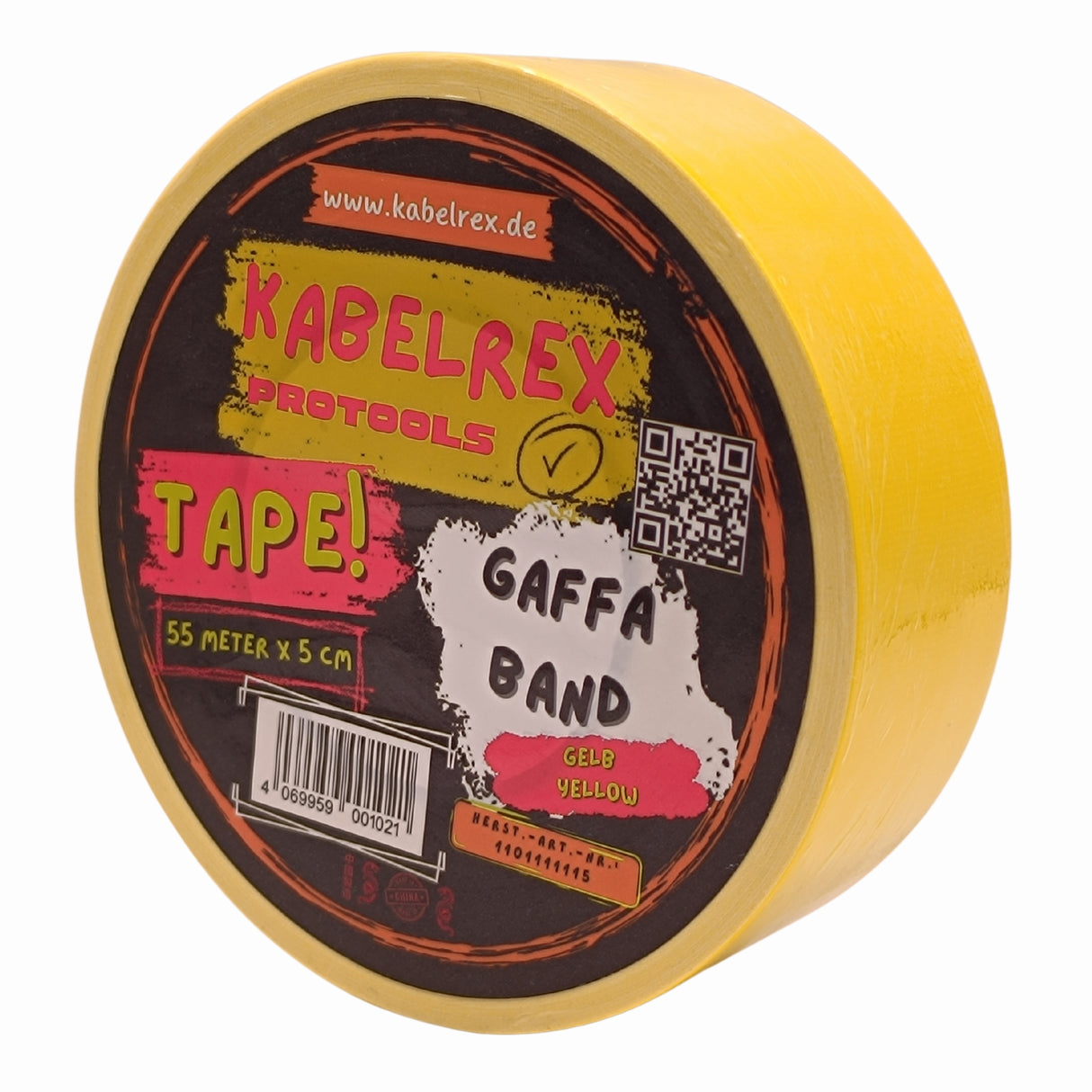 Gaffer Tape Gelb – 5 cm x 55 m Extra Stark & 10% Mehr Länge!