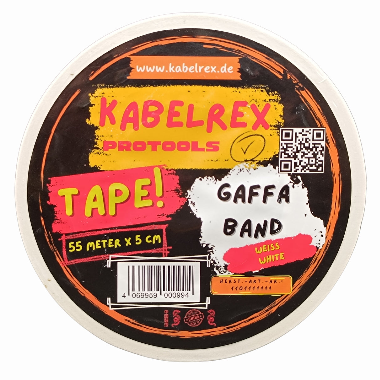 Gaffer Tape Weiß - 5 cm x 55 m-Extra Stark & 10% mehr Länge!