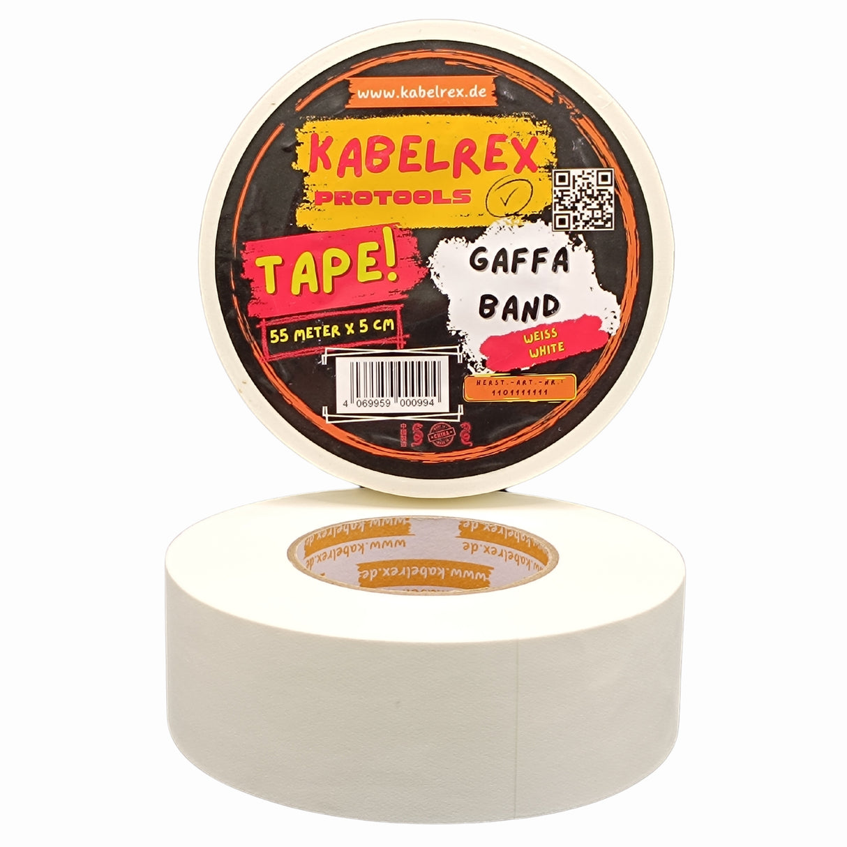 Gaffer Tape Weiß - 5 cm x 55 m-Extra Stark & 10% mehr Länge!