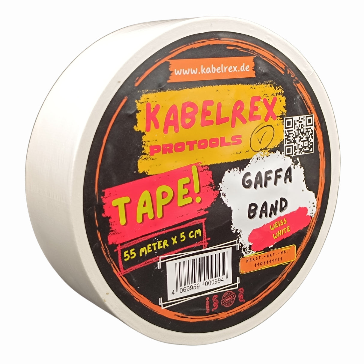 Gaffer Tape Weiß - 5 cm x 55 m-Extra Stark & 10% mehr Länge!