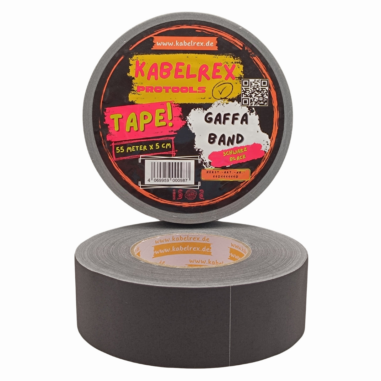 Gaffer Tape Schwarz - 5cm x 55m – Extra Stark & 10% Mehr Länge!