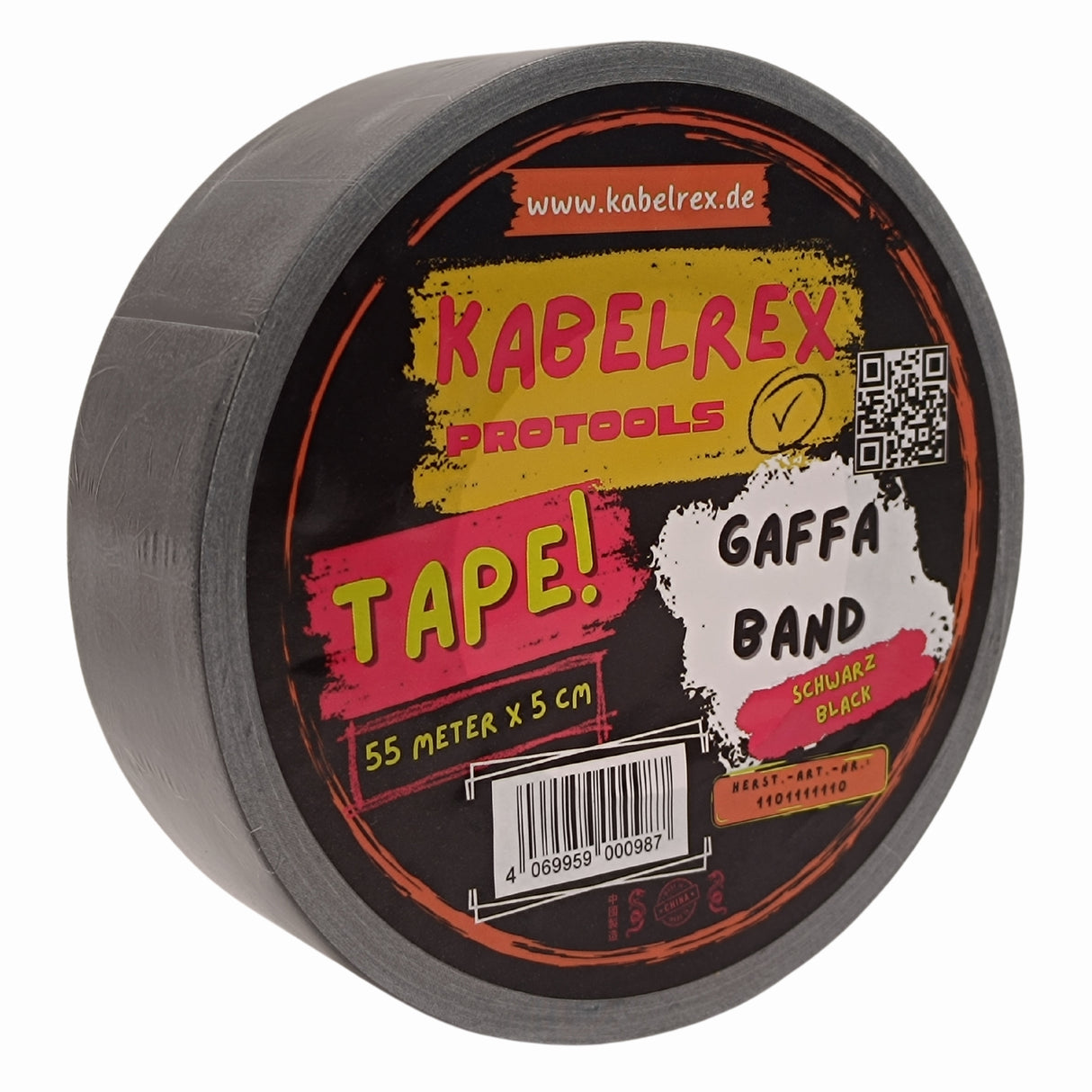Gaffer Tape Schwarz - 5cm x 55m – Extra Stark & 10% Mehr Länge!